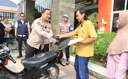 Tiga Motor Hasil Ungkap Kasus Dikembalikan kepada Korban oleh Polres Gresik